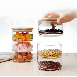 Glass Storage Jars with Lids - 3 Layers